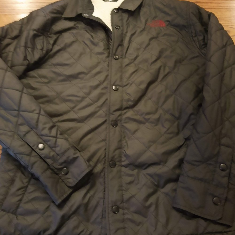 Men's The North Face Dark Grey Quilted Puffer Jacket Sherpa Lined Small